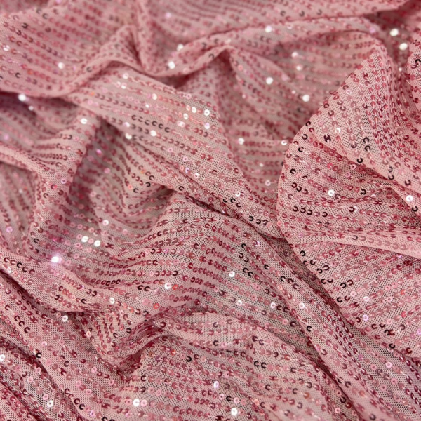   Tecido Paetê em Malha Rosa Barbie